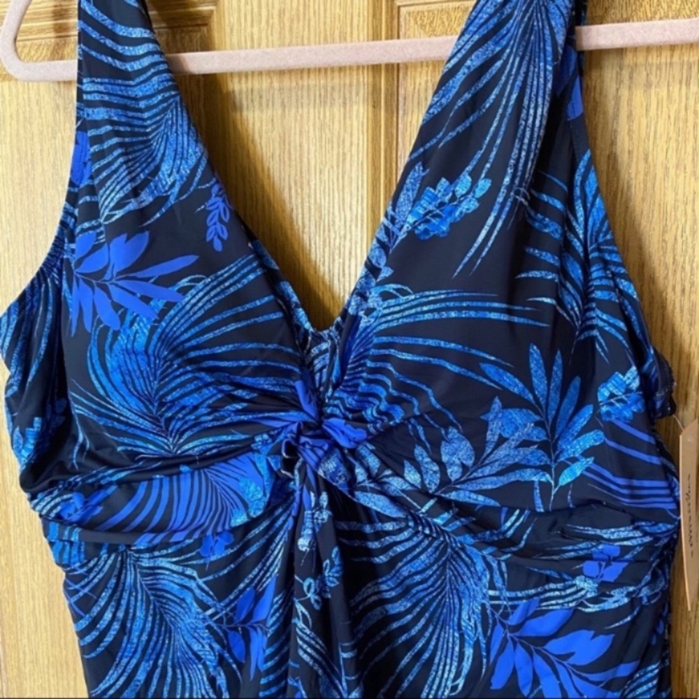 Twist Vneck One Piece Swimdress Swimsuits For All flowy Plus size 32 5X modest - Picture 4 of 6